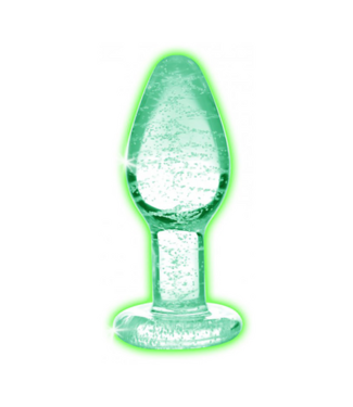 XR Brands Glow-In-The-Dark - Glass Butt Plug - Small