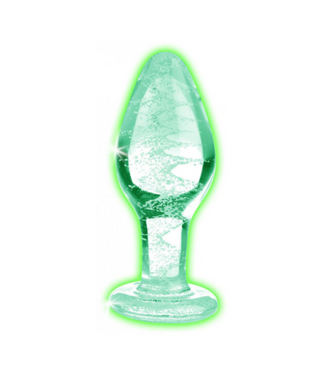 XR Brands Glow-In-The-Dark - Glass Butt Plug - Medium