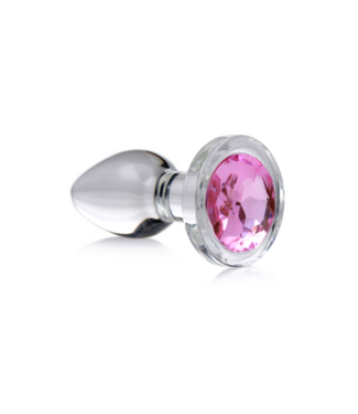 XR Brands Pink Gem - Glass Anal Plug - Small