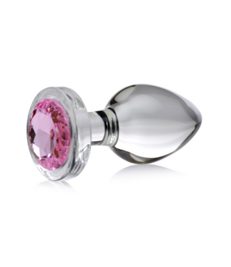 XR Brands Pink Gem - Glass Anal Plug - Large