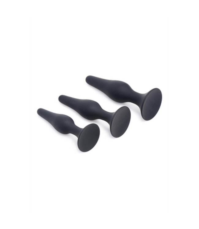 Triple Spire - Tapered Silicone Anal Trainer Set - 3 Pieces - Black