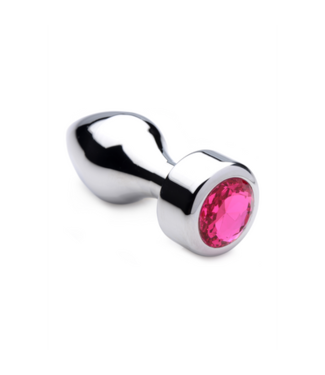 XR Brands Pink Gemstone - Weighted Base Aluminum Plug - Medium