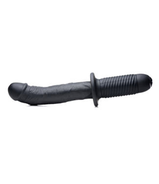 XR Brands The Large Realistic - Silicone Vibrator with Handle - Black