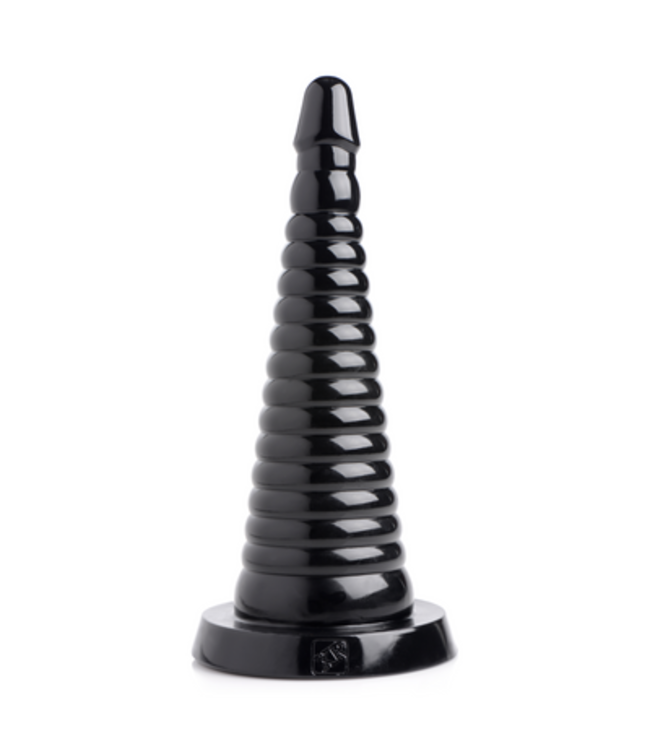 Giant Ribbed Anal Cone - Black