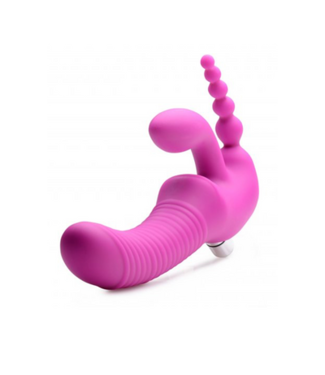 XR Brands Regal Rider - Triple Vibrating Silicone Strapless Strap-On