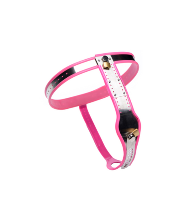 Stainless Steel Adjustable Female Chastity Belt - Pink