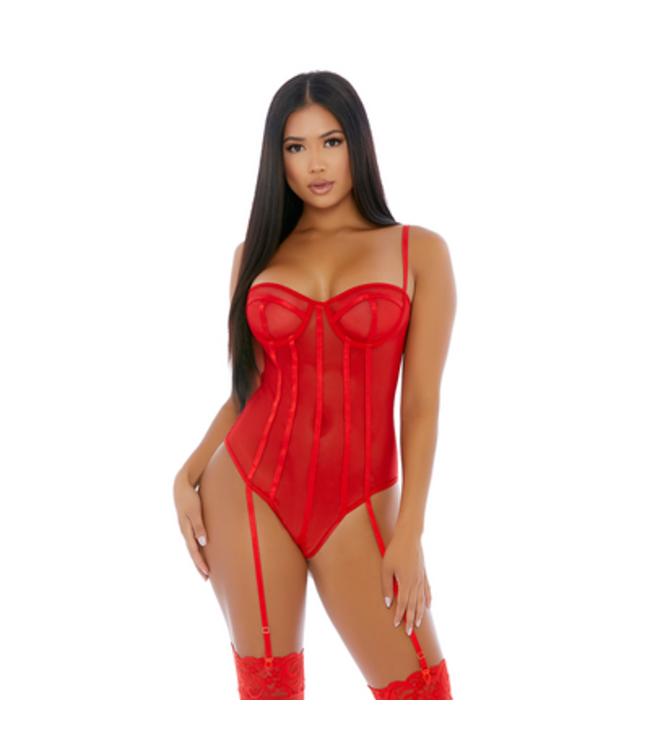 Sheer Up Mesh Teddy - L - Red