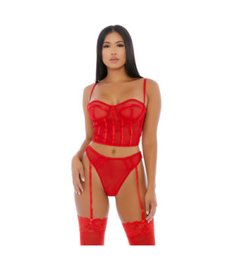 Forplay Sheer Intimacy - Mesh Bustier Set - S