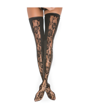 Allure Lace and Wet Look Tights - One Size