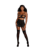 Dreamgirl Strappy Open Cup Bra and Garter Skirt Set - L - Black