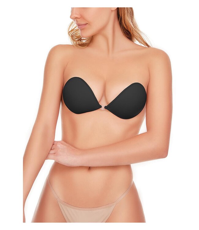 FIT CLOTH ADHESIVE SILICONE BRA BLACK CUP D