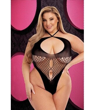 Lapdance LAPDANCE FISHNET HALTER BODYSUIT BLACK, QUEEN