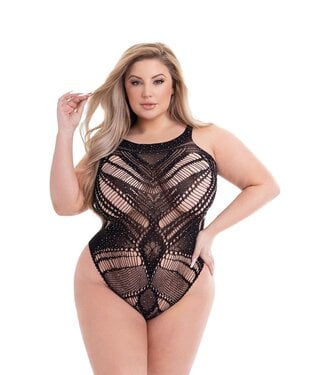 Baci Lingerie BACI DIAMONTE BODYSUIT BLACK, QUEEN