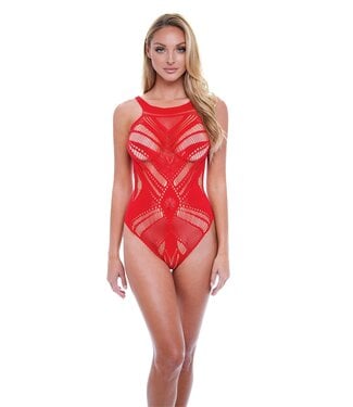 Baci Lingerie BACI JACQUARD BODYSUIT RED, OS