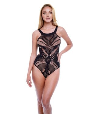 Baci Lingerie BACI JACQUARD BODYSUIT BLACK, OS