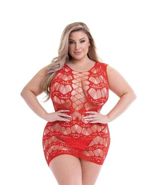 Baci Lingerie BACI CORSET FRONT LACE MINI DRESS RED, QUEEN