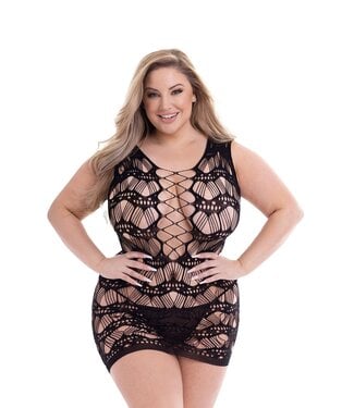 Baci Lingerie BACI CORSET FRONT LACE MINI DRESS BLACK, QUEEN