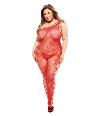 Baci Lingerie BACI OFF THE SHOULDER BODYSTOCKING RED, QUEEN