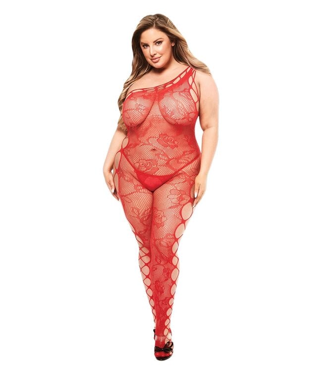 BACI OFF THE SHOULDER BODYSTOCKING RED, QUEEN