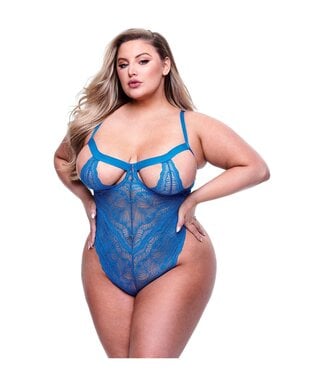 Baci Lingerie SEXY STRAPPY LACE TEDDY BLUE, QUEEN