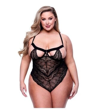 Baci Lingerie SEXY STRAPPY LACE TEDDY BLACK, QUEEN