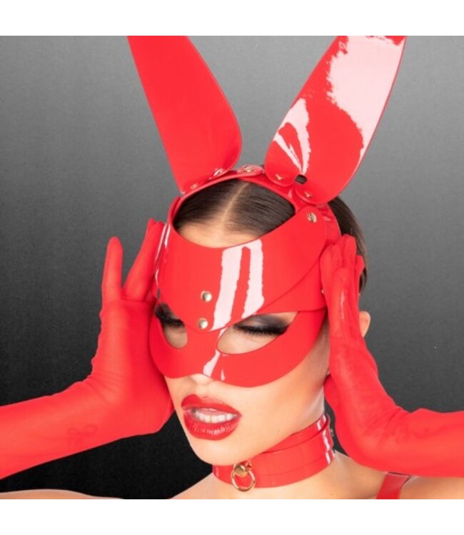 Kinky Diva – High Gloss Bunny Mask Rood/Goud