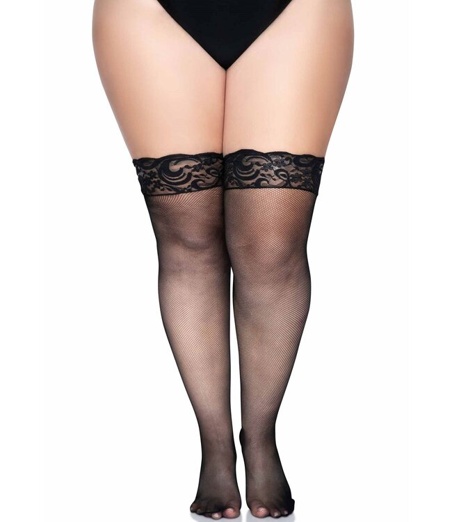 Plus Micro Net with Lace Top Stay Ups
