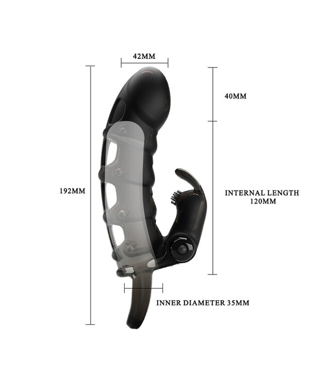 Pretty Love - Cuper - Penis Sleeve + Rabbit Vibrator - Black