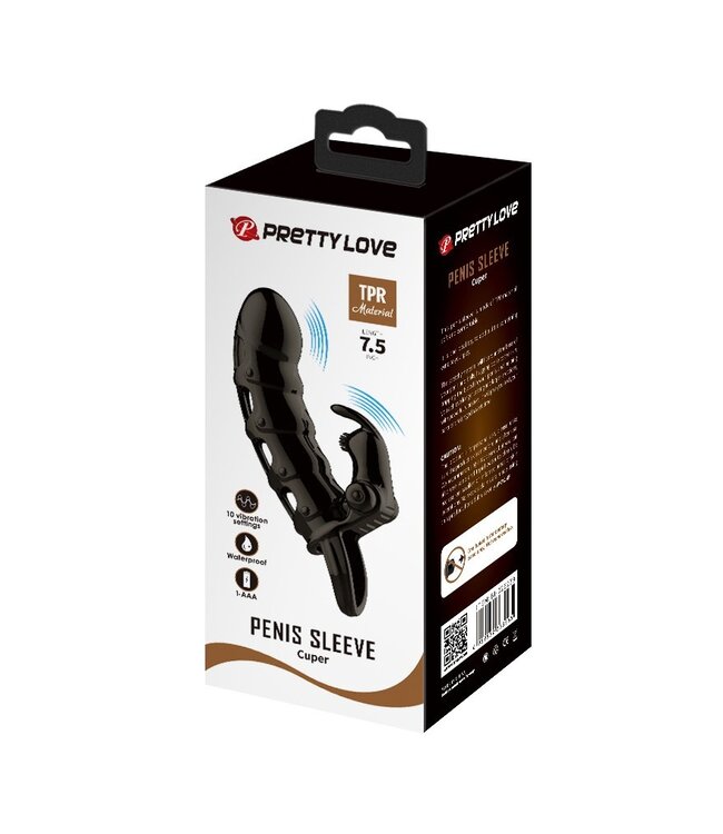 Pretty Love - Cuper - Penis Sleeve + Rabbit Vibrator - Zwart
