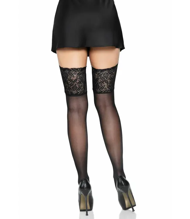 Elastane Sheer Stay Up with Lace Top