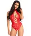 Leg Avenue High Neck Crotchless Teddy - Red