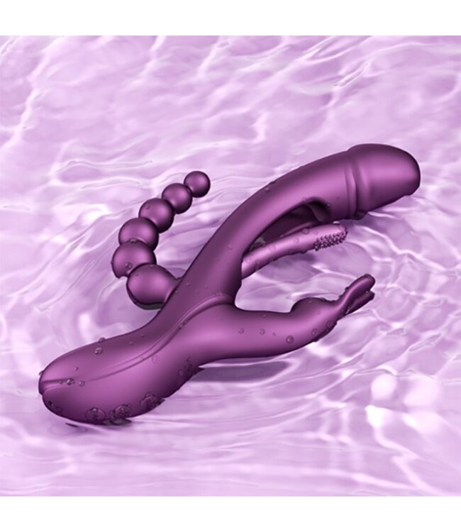 HoneyPlayBox - Trilux Kinky Finger Rabbit Vibrator with Anal Beads Purple