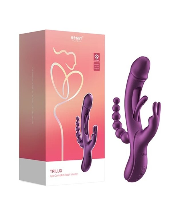 HoneyPlayBox - Trilux Kinky Finger Rabbit Vibrator with Anal Beads Purple