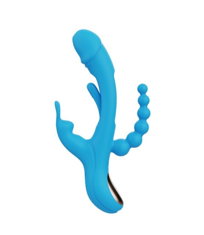 HoneyPlayBox - Trilux Kinky Finger Rabbit Vibrator with Anal Beads Blue