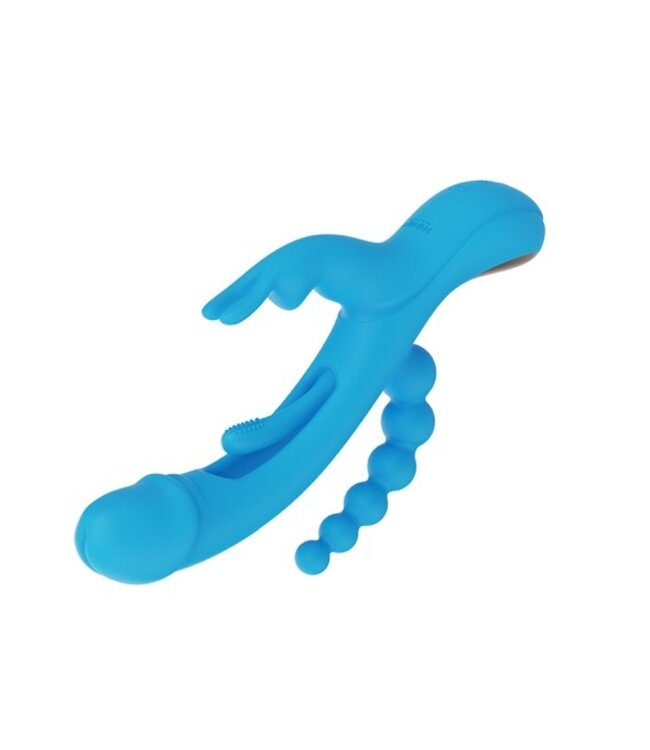 HoneyPlayBox - Trilux Kinky Finger Rabbit Vibrator with Anal Beads Blue