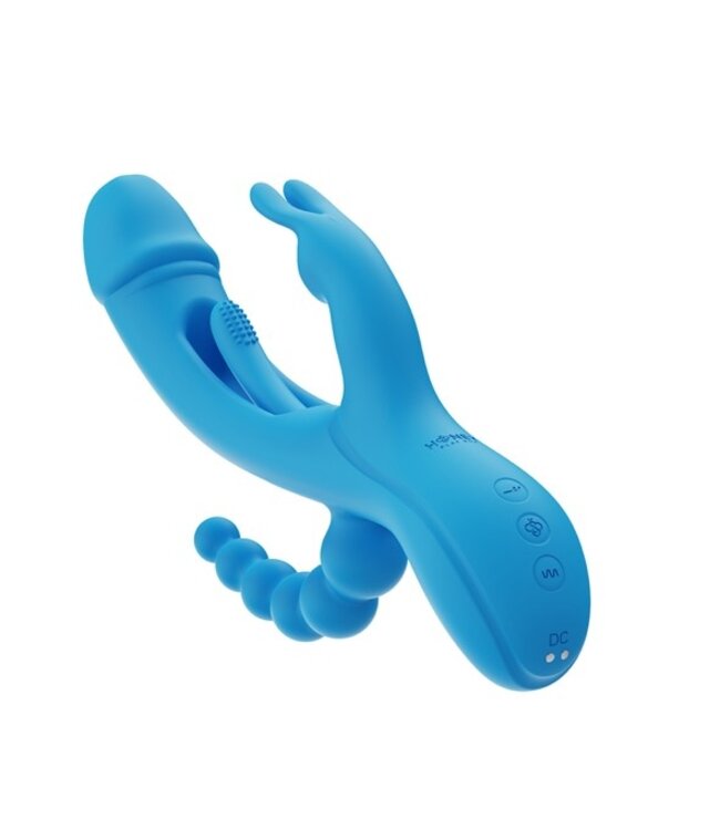HoneyPlayBox - Trilux Kinky Finger Rabbit Vibrator with Anal Beads Blue