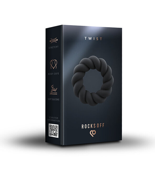 Rocks-off - Twist Non Vibrating Liquid Silicone Ring Black