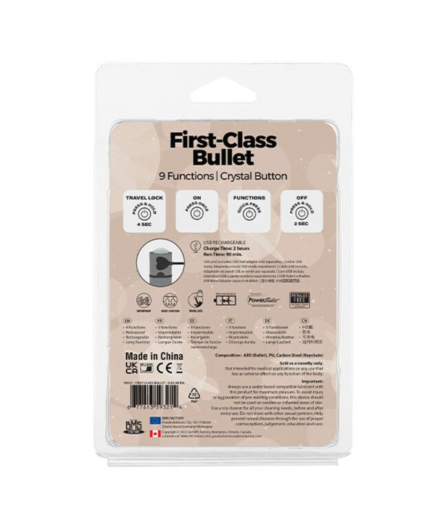 PowerBullet - First Class Mini Bulllet met Kristal 9 Standen Gun Metal