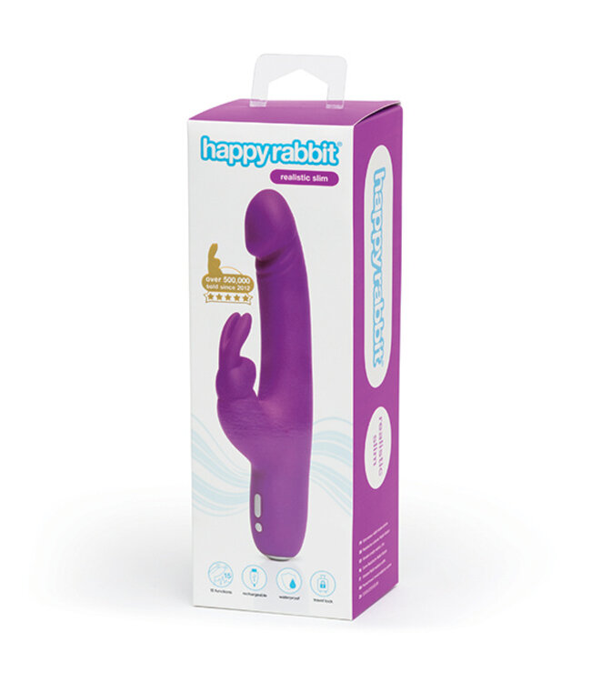 Happy Rabbit - Slimline Realistic Rabbit Vibrator Paars