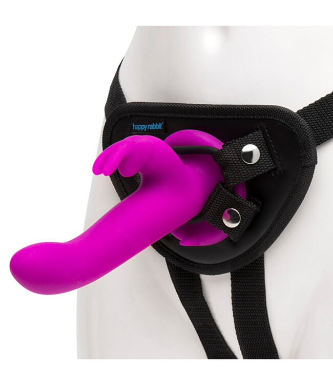 Happy Rabbit - Vibrating Strap-On Harness Set Paars
