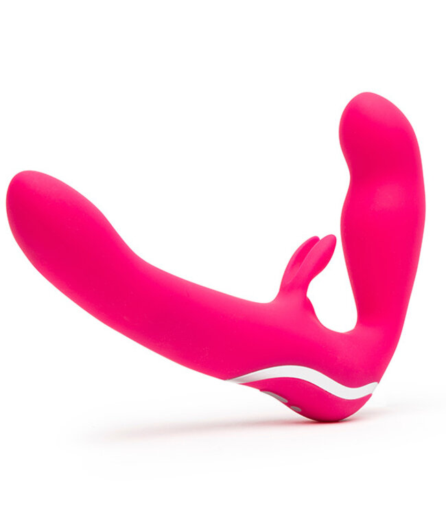 Happy Rabbit - Strapless Strap-On Rabbit Vibe Roze