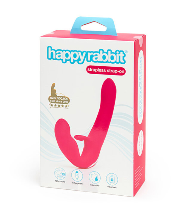 Happy Rabbit - Strapless Strap-On Rabbit Vibe Roze