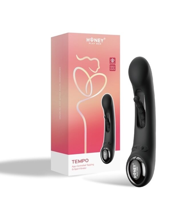 HoneyPlayBox - Tempo-Pressure Sensing App-Controlled Kinky Finger Tapping G-spot Vibrator Black