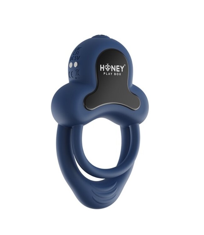 HoneyPlayBox - Anello-App-Controlled Vibrating Double Cock Ring with Clitoral Stimulator Blue