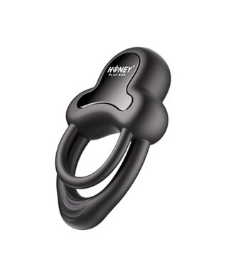 HoneyPlayBox - Anello-App-Controlled Vibrating Double Cock Ring with Clitoral Stimulator Black