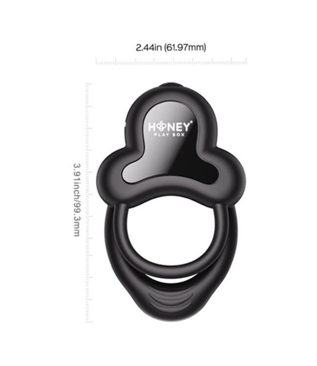 HoneyPlayBox - Anello-App-Controlled Vibrating Double Cock Ring with Clitoral Stimulator Black