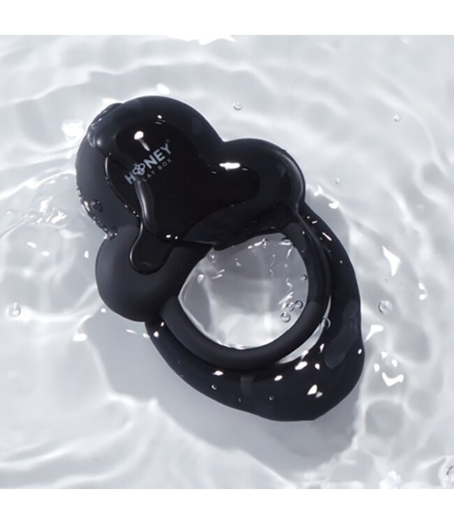 HoneyPlayBox - Anello-App-Controlled Vibrating Double Cock Ring with Clitoral Stimulator Black