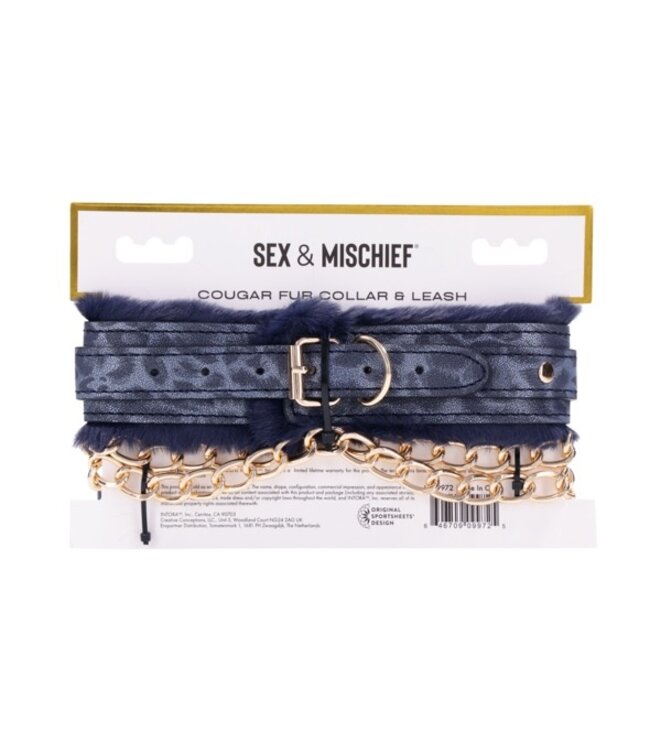 Sportsheets - Cougar Fur Collar & Leash Blue