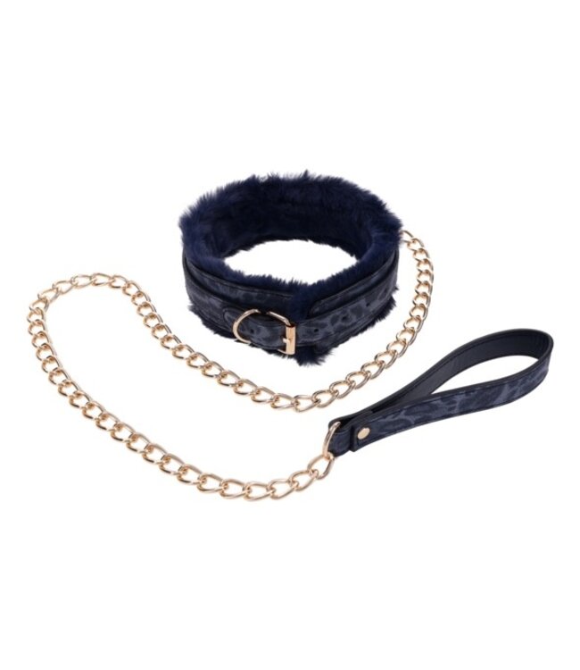 Sportsheets - Cougar Fur Collar & Leash Blue
