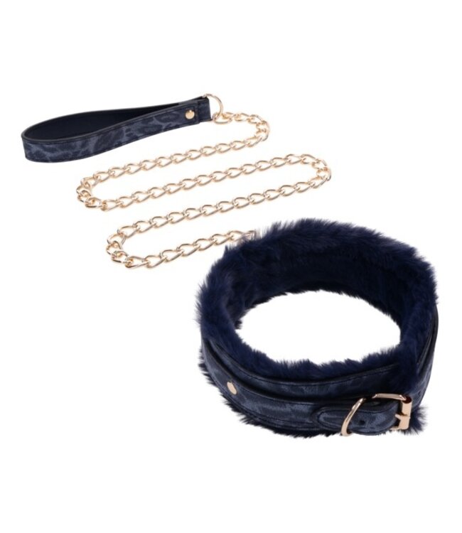 Sportsheets - Cougar Fur Collar & Leash Blue